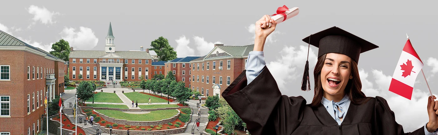 Kanada bayrağı ve diplomasıyla GEN Koleji mezunu